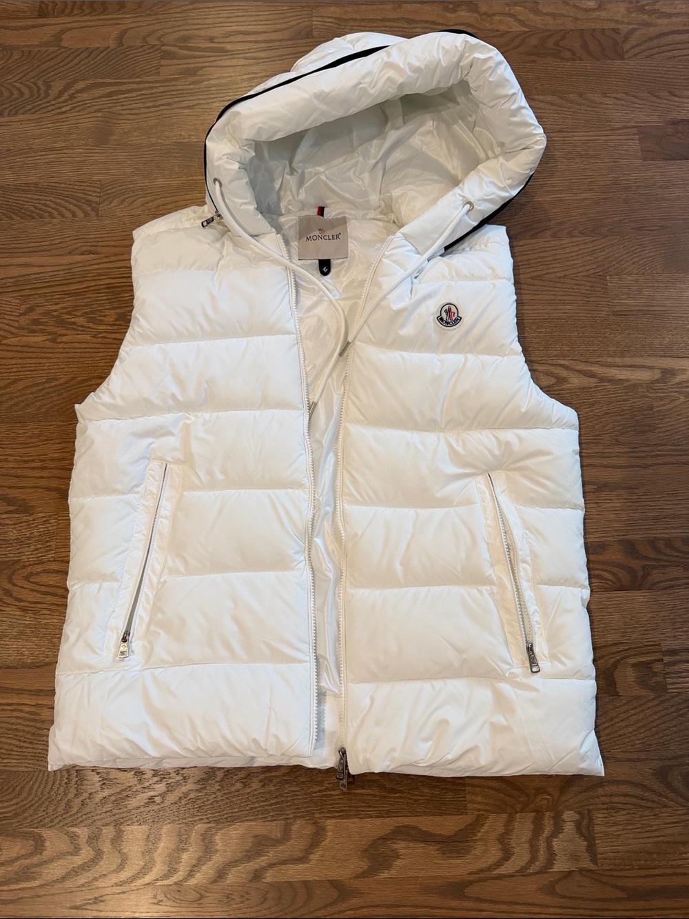 Men’s Moncler White Quilted Hooded Down Puffer Vest